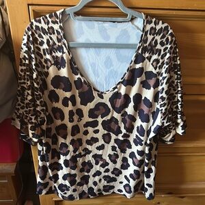 Leopard Print V-Neck Women's Top